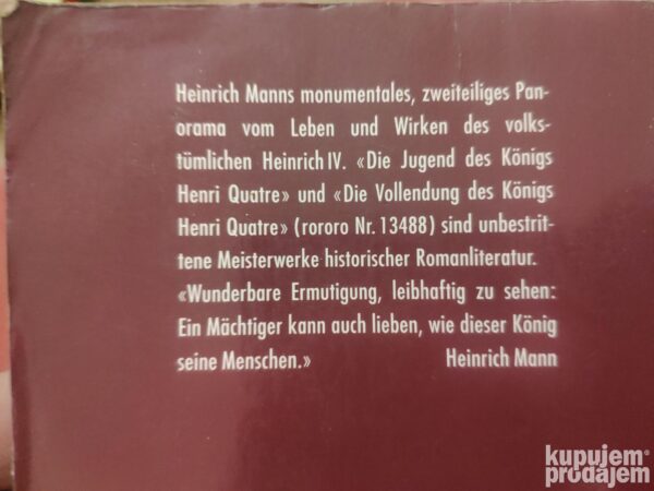 Die Jugend Des Konigs Henri Quatre roman - Heinrich Mann