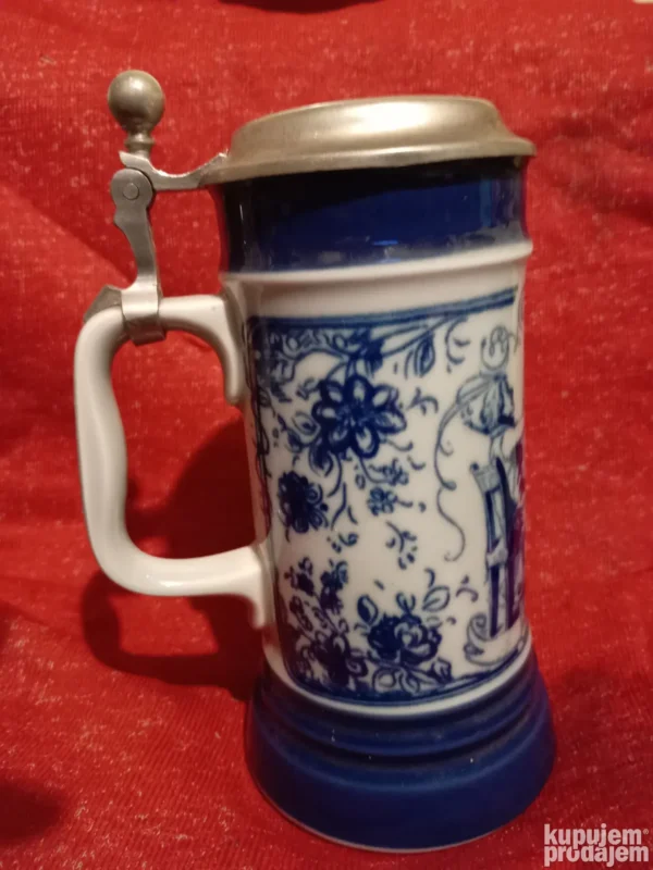 keramicka krigla za pivo sa poklopcem od cina