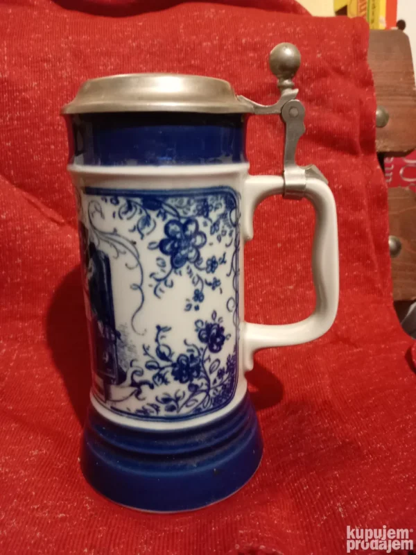 keramicka krigla za pivo sa poklopcem od cina
