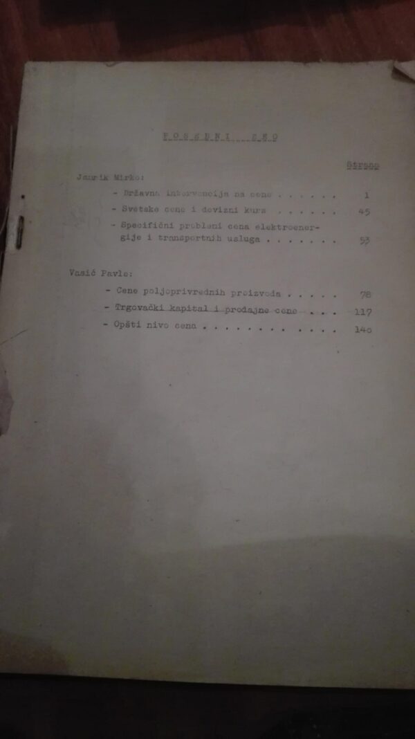 Vrednost Cene  - M. Jamnik i P. Vasic